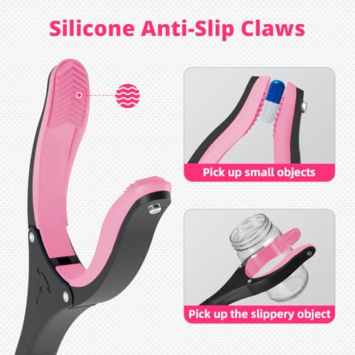 2Pcs 32" Foldable Grabber Reacher Tool for Seniors Pink - color: Pink