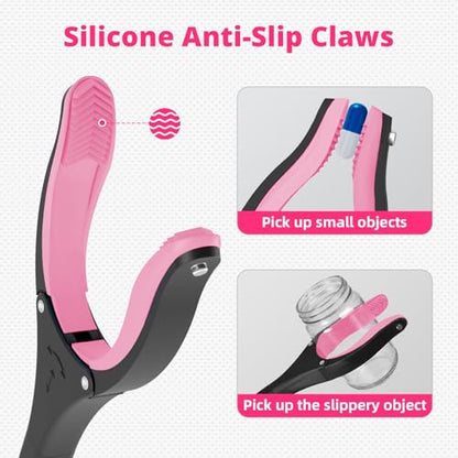 2Pcs 32" Foldable Grabber Reacher Tool for Seniors Pink - color: Pink