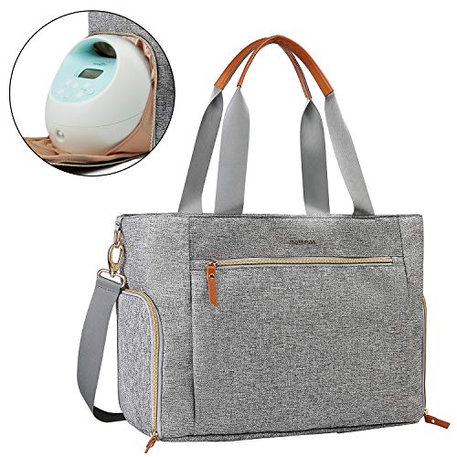mommore Breast Pump Bag for Spectra S1/S2 & Medela, Diaper Travel Tote - color: Light Grey