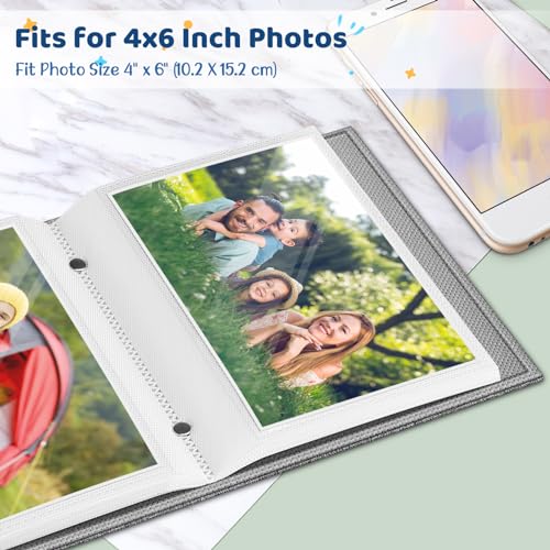 Fintie Photo Album 4x6 Photos - 52 Pockets Small Wallet Albums For Family - color: Snowflake Gray