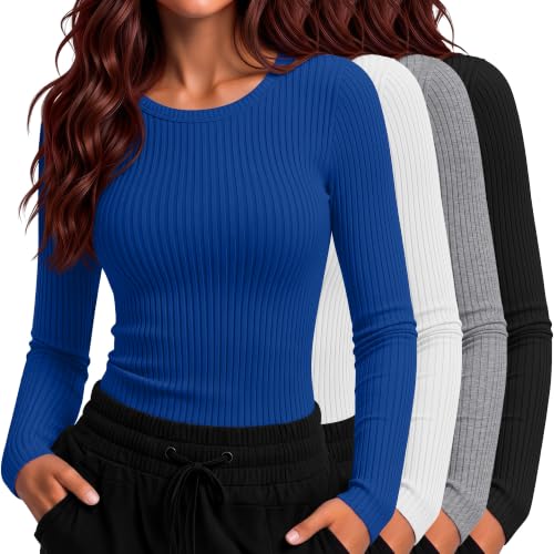 4 Pack Women's Underscrub Shirts - color: Royal Blue, White, Mixed Gray, Black, size: XX-Large