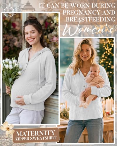 Neer Women's Nursing Hoodies Breastfeeding Shirts - color: White, size: Small