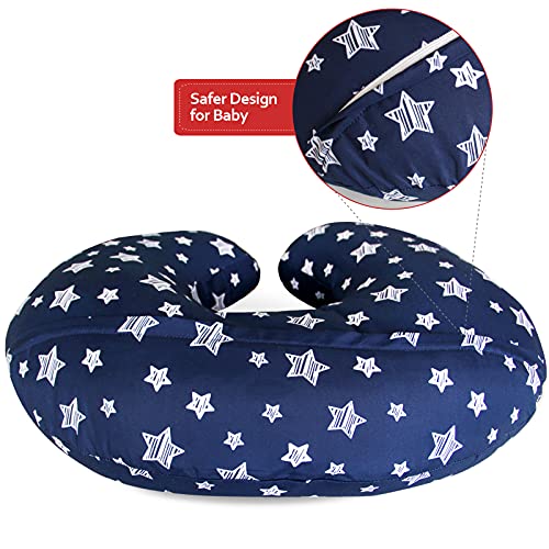 Nursing Pillow Cover for Baby Snug Fits Boppy Nursing Pillows - color: Navy Star