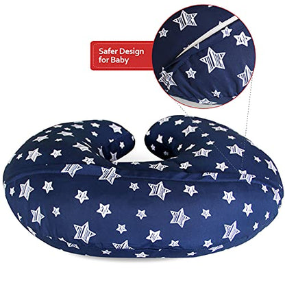 Nursing Pillow Cover for Baby Snug Fits Boppy Nursing Pillows - color: Navy Star