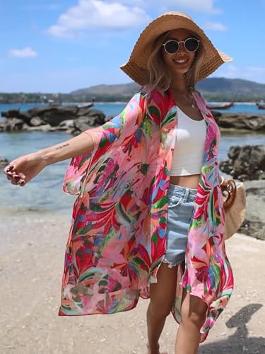 Moss Rose Women Summer Bikini Kimono Bathing Suit Cover Ups for Swimwear - color: A Multicolor 5