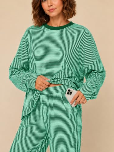 Sexyasasii Women's 2 Piece Striped Lounge Set Maternity Pajama Sets - color: Green, size: Small