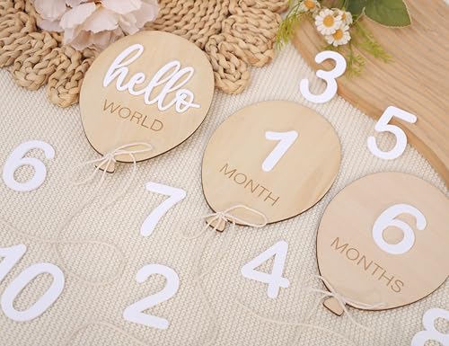 Balloon First Year Milestone Wooden Board-Newborn Monthly Announcement