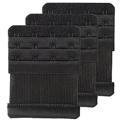 SAMGU Women's Bra Extenders 2 Hook/3 Hook/4 Hook/5 Hook/6 Hook Soft Stretchy - color: 4 Hook 3/4" Spacing, Black