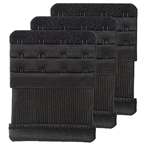 SAMGU Women's Bra Extenders 2 Hook/3 Hook/4 Hook/5 Hook/6 Hook Soft Stretchy - color: 4 Hook 3/4" Spacing, Black