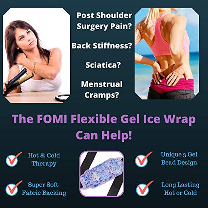 Premium Hot Cold Gel Bead Ice Pack by FOMI Care | Cool Compress for Lower Back, Shoulder, Knee, Bicep, Stomach | Coccyx, Sciatica, Tailbone Pain Relief | Flexible, Reusable Heating Pad | (Purple) - color: 1 Pack Purple - Gel Bead