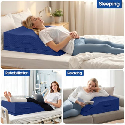 Elevation Pillows for Leg After Surgery, Adjustable Wedge Pillow, Blue - color: Blue