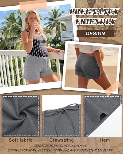 4 Pack Women's Maternity Casual Shorts - color: Mixed Gray, Light Gray, Mixed Black, Black, size: Small