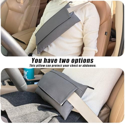 Post Surgery SeatBelt Pillow for Pregnancy Mastectomy Hysterectomy Recovery - color: Leather Dark Gray