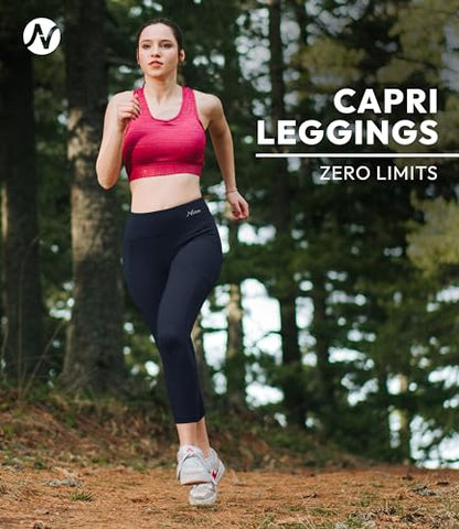 Nirlon Cotton Capri Leggings with Pockets 3/4- CottoNIR - color: Navy Blue, size: 10