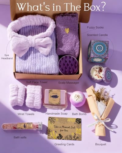11pcs Natural Pampering Spa Gift Baskets for Women, Lavender - color: Lavender