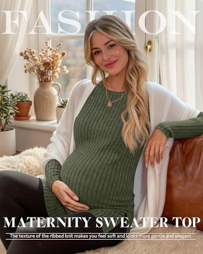 3 Pack Maternity Shirts Pregnancy Sweaters Tunic Tops - color: Army Green, Light Gray, Black, size: Medium