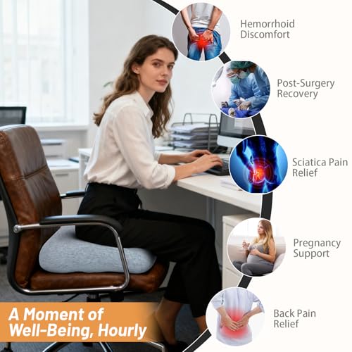 Donut Pillow for Tailbone Pain, Wheelchair Cushion - color: Grey