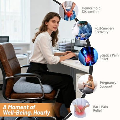 Donut Pillow for Tailbone Pain, Wheelchair Cushion - color: Grey