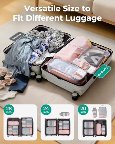 BAGSMART Compression Packing Cubes for Travel Essentials - color: Baby Pink, size: Set of 6