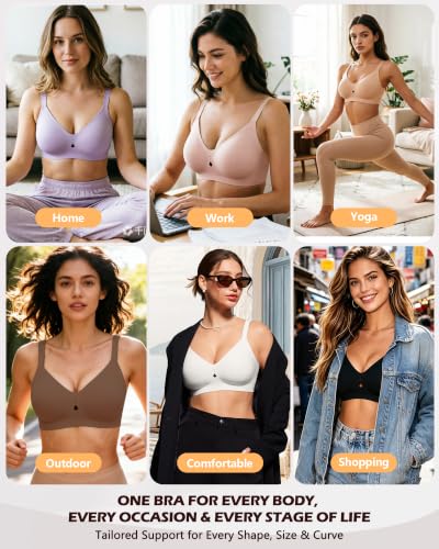 As Fairy Wireless Jelly Bra for Women Seamless Full Coverage No Underwire - color: Soft Pink, size: 40D