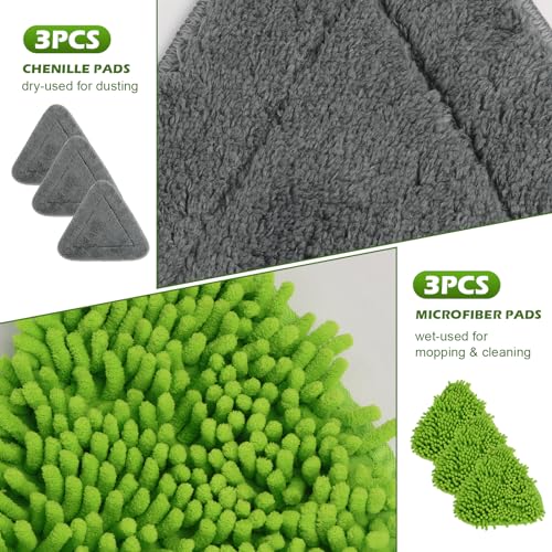 RONSUNG Wall Cleaner Mop, 82-Inch Handle, Baseboard Cleaner Tool, 6 Pads - color: Green, size: 6 Pads