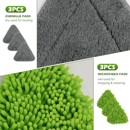 RONSUNG Wall Cleaner Mop, 82-Inch Handle, Baseboard Cleaner Tool, 6 Pads - color: Green, size: 6 Pads