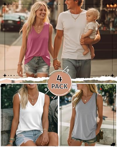 4 Pack Womens Nursing Tank Tops - color: Light Gray, White, Hot Pink, Dusty Blue, size: Small