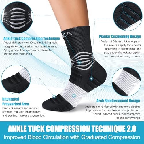 NEENCA Professional Compression Socks for Women Men Circulation, 20-30 mmHg - color: Black White, size: X-Large