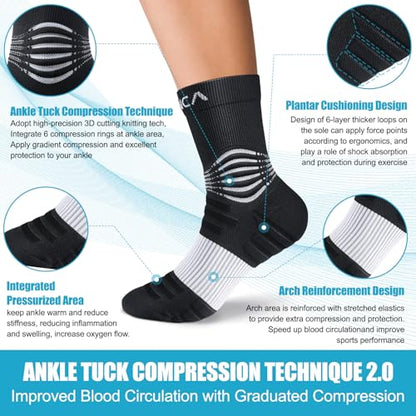 NEENCA Professional Compression Socks for Women Men Circulation, 20-30 mmHg - color: Black White, size: X-Large