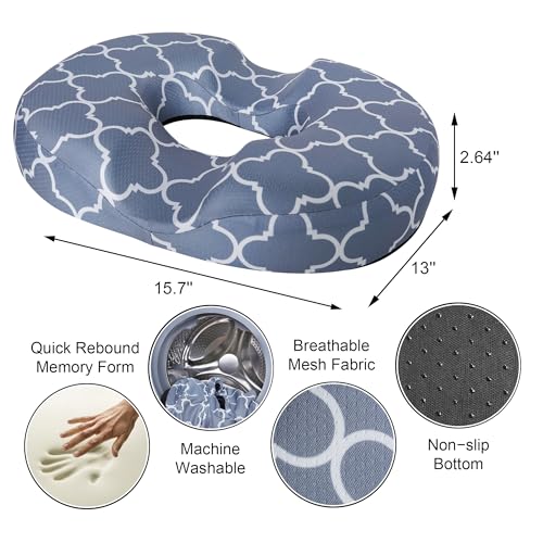 Donut Pillow Seat Cushion for Tailbone Pain Relief Hemorrhoids - color: Grey