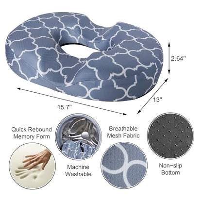 Donut Pillow Seat Cushion for Tailbone Pain Relief Hemorrhoids - color: Grey