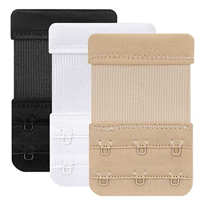 Women's Bra Extenders 4 Hook / 3 Hook / 5 Hook / 2 Hook Soft Comfortable Stretchy Bra Extension Strap - color: 3 Hook 3/4 Inch, Black, Beige, White