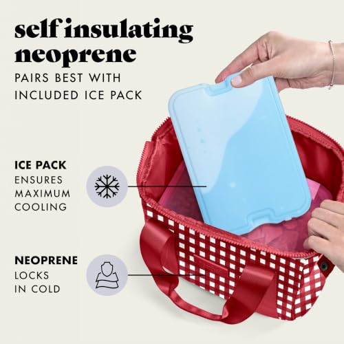 Fit & Fresh Remi Neoprene Lunch Bag for Women w/Ice Pack & Containers - color: Red Gingham, size: One Size