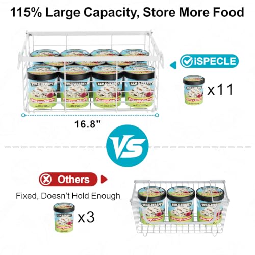iSPECLE Deep Freezer Organizer Bins - For Most 10-20 cu. ft. Chest Freezer - style: Large-3 Pack White