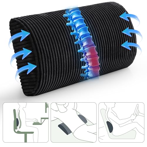 HIGOGOGO Lumbar Support Pillow for Recliner Chair/Accent Chair/Couch, Memory Foam Back Support Cushion for Elderly, Recliner Cushions for Back Rest, Pain Relief, Reading, Washable Cover, Black - color: Black, size: 20"x10"x4"