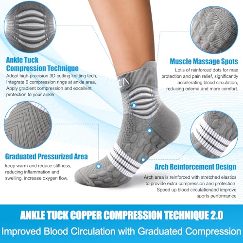 NEENCA Professional Compression Socks for Women Men Circulation, 20-30 mmHg - color: Gray White, size: Medium
