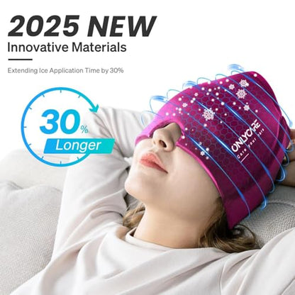 ONLYCARE Migraine Relief Cap, Upgraded Odorless Headache Relief Cap - color: Hot Pink
