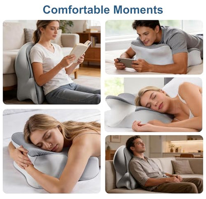 Ergonomic Memory Foam Wedge Pillow, 27° Bed Support, Gray