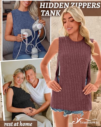 3 Pack Women's Nursing Tank Tops - color: Burgundy, Navy Blue, Black, size: Small