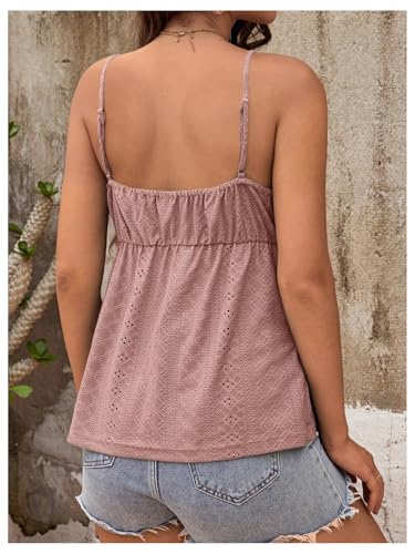 MakeMeChic Women's Maternity Cami Top Lace Ruffle Pregnancy Tank Tops - color: Dusty Pink, size: Large