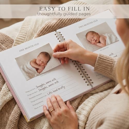 Keepsake Baby Memory Book for Boys and Girls - Timeless First 5 Year Book - color: Blush Pink