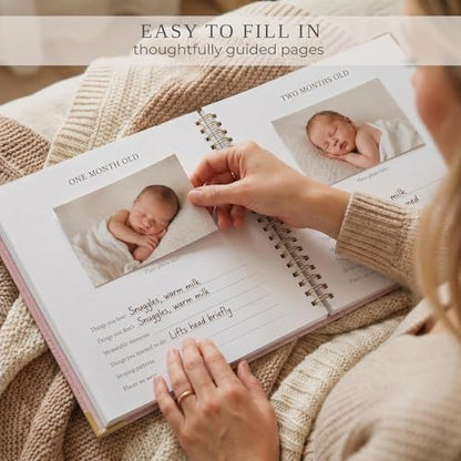 Keepsake Baby Memory Book for Boys and Girls - Timeless First 5 Year Book - color: Blush Pink