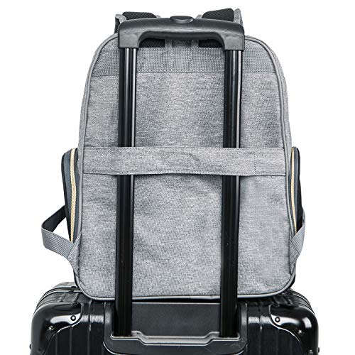 Breast Pump Backpack Diaper Bag - Multi-Function Mommy Outdoor Working Backpack with Insulation Pocket - color: Grey&black