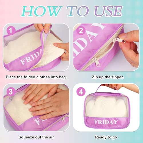15 Pcs Days of the Week Packing Cubes