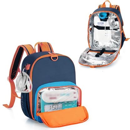 CURMIO Feeding Pump Backpack for 500ml Feeding Bag, G/J/GJ Tube, Blue - color: Blue