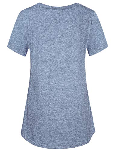 Quinee Women's Casual Button Side Nursing Tops Maternity Breastfeeding Tunic - color: Light Blue, size: Large