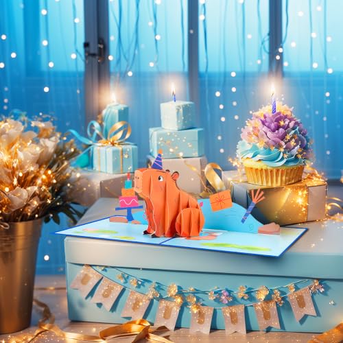 Capybara Pop Up Card, Pop Up Birthday Card, Anniversary, Friendship. - style: Capybara Birthday