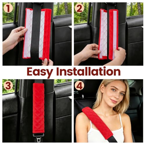 Amooca 2 Pack Seat Belt Covers Soft Shoulder Pad for Cars & Backpack - color: E: Red
