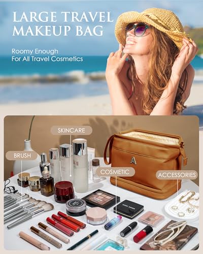 Initial Tween Gifts, Personalized Makeup Bags, Monogrammed Gifts - color: Brown, style: O