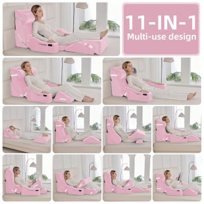 Wedge Pillow Set for After Surgery,Pink,9PCS-23.2" - color: Pink, size: 9PCS-23.2''